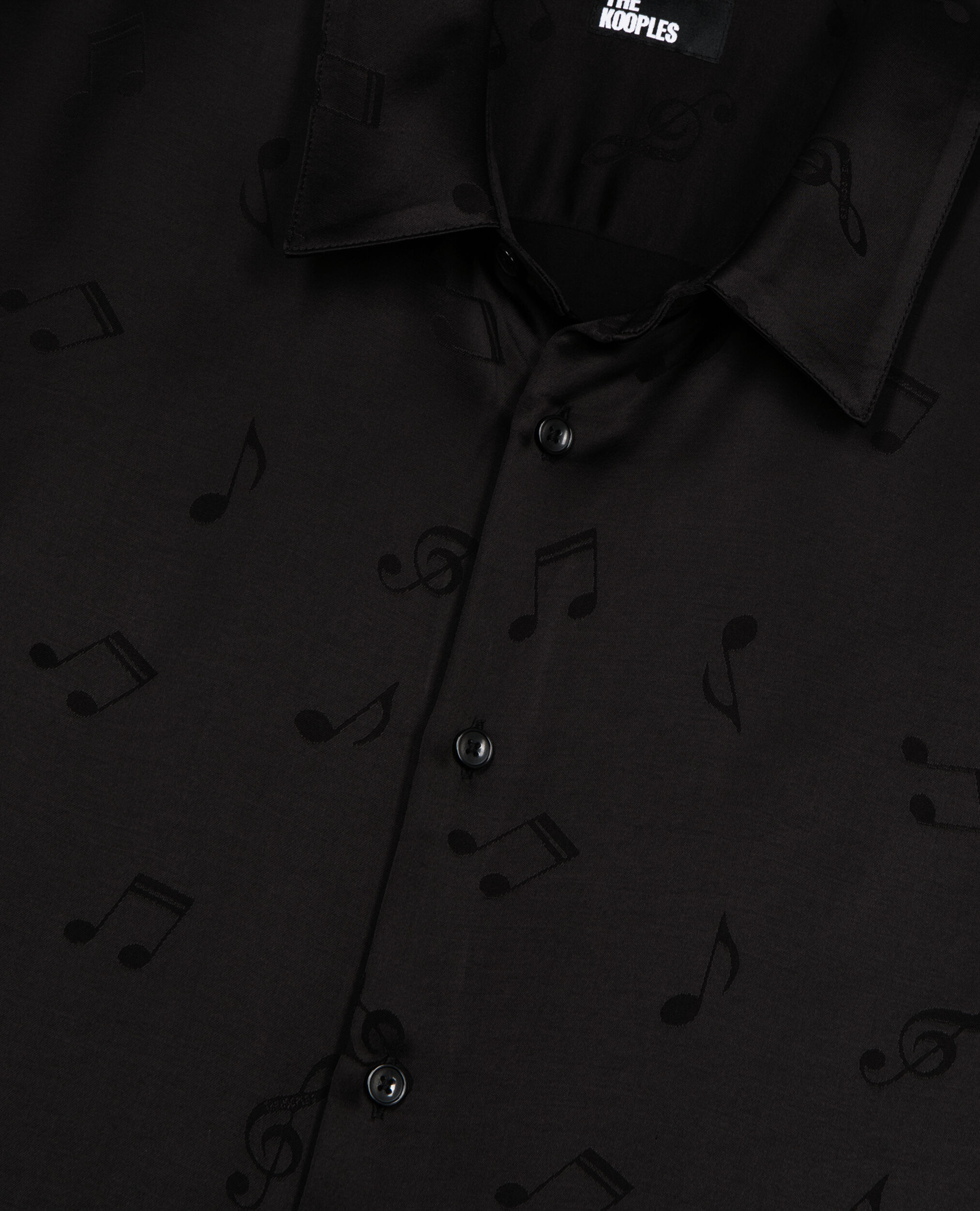Chemise en jacquard imprimé musique noire, BLACK, hi-res image number null