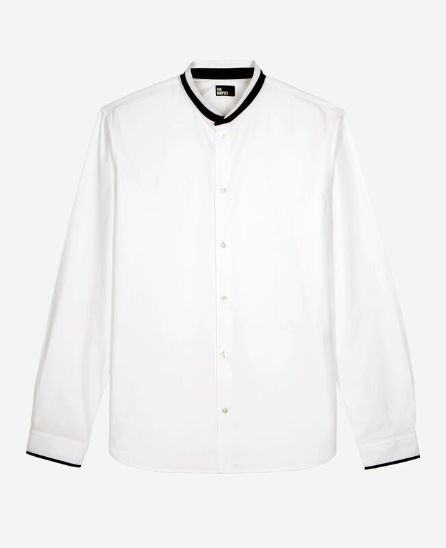 The Kooples HOMME WHITE chemise formelle col officier contrasté blanche