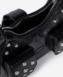 The Kooples FEMME BLACK sac amelia small en cuir craquelé noir avec clous