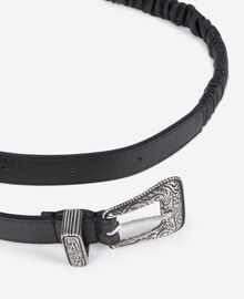 The Kooples FEMME BLACK ceinture fine en cuir froncé noir