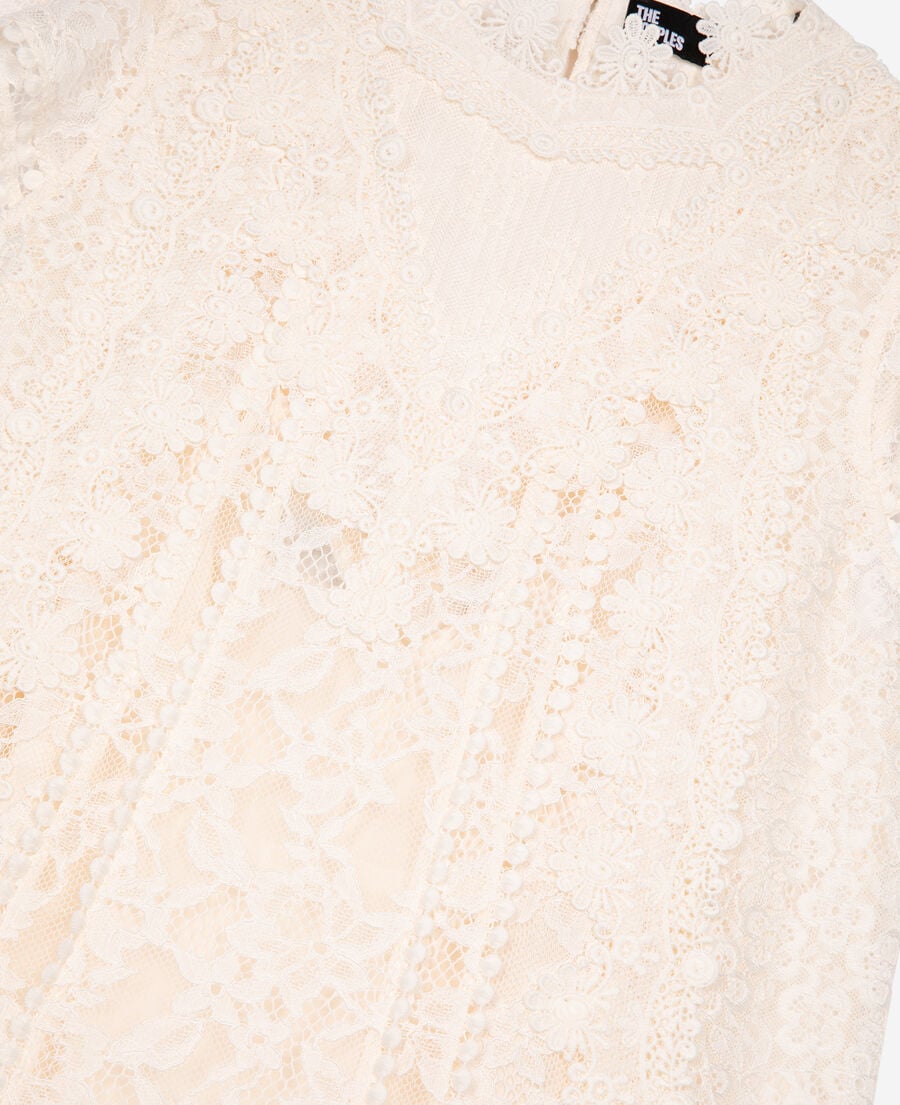 The Kooples FEMME ECRU robe courte en dentelle écrue