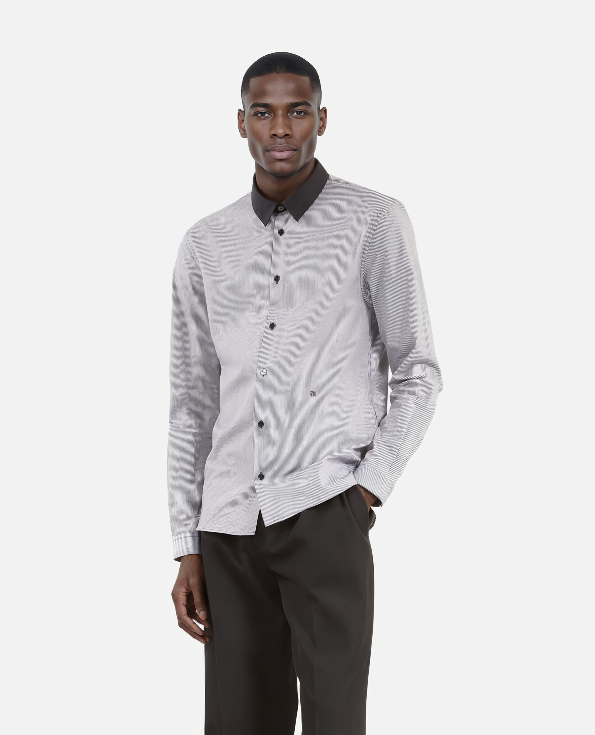 Chemise à micro carreaux noire, BLACK WHITE, hi-res image number null