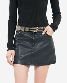 The Kooples FEMME GOLD ceinture en cuir avec chaînes noire