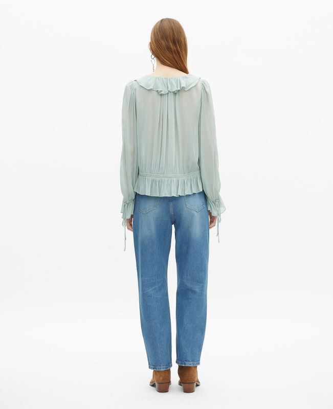 The Kooples FEMME BLUE/GREEN blouse avec volants bleue