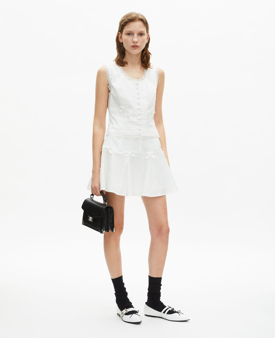 The Kooples FEMME ECRU jupe courte détails nœuds écrue