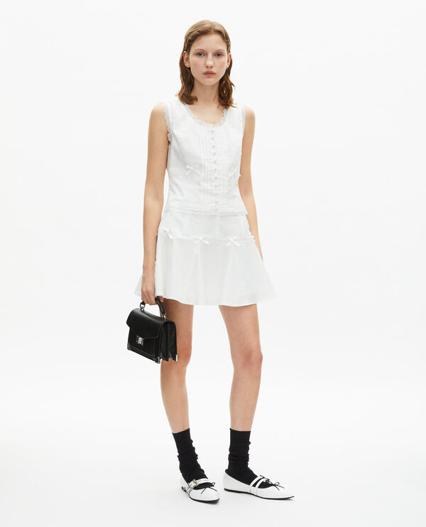 The Kooples FEMME ECRU jupe courte détails nœuds écrue