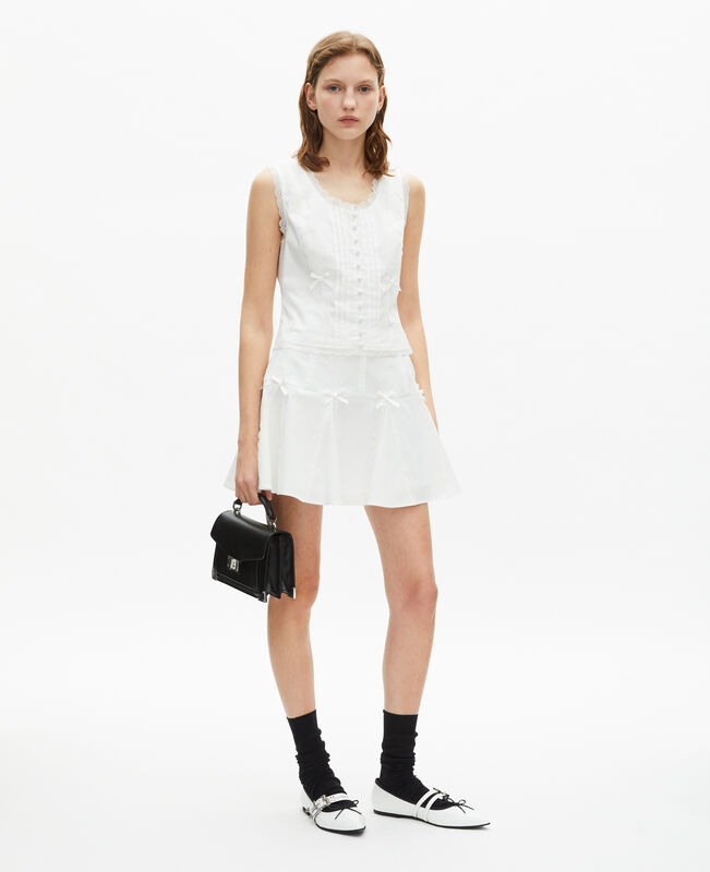 The Kooples FEMME ECRU jupe courte détails nœuds écrue