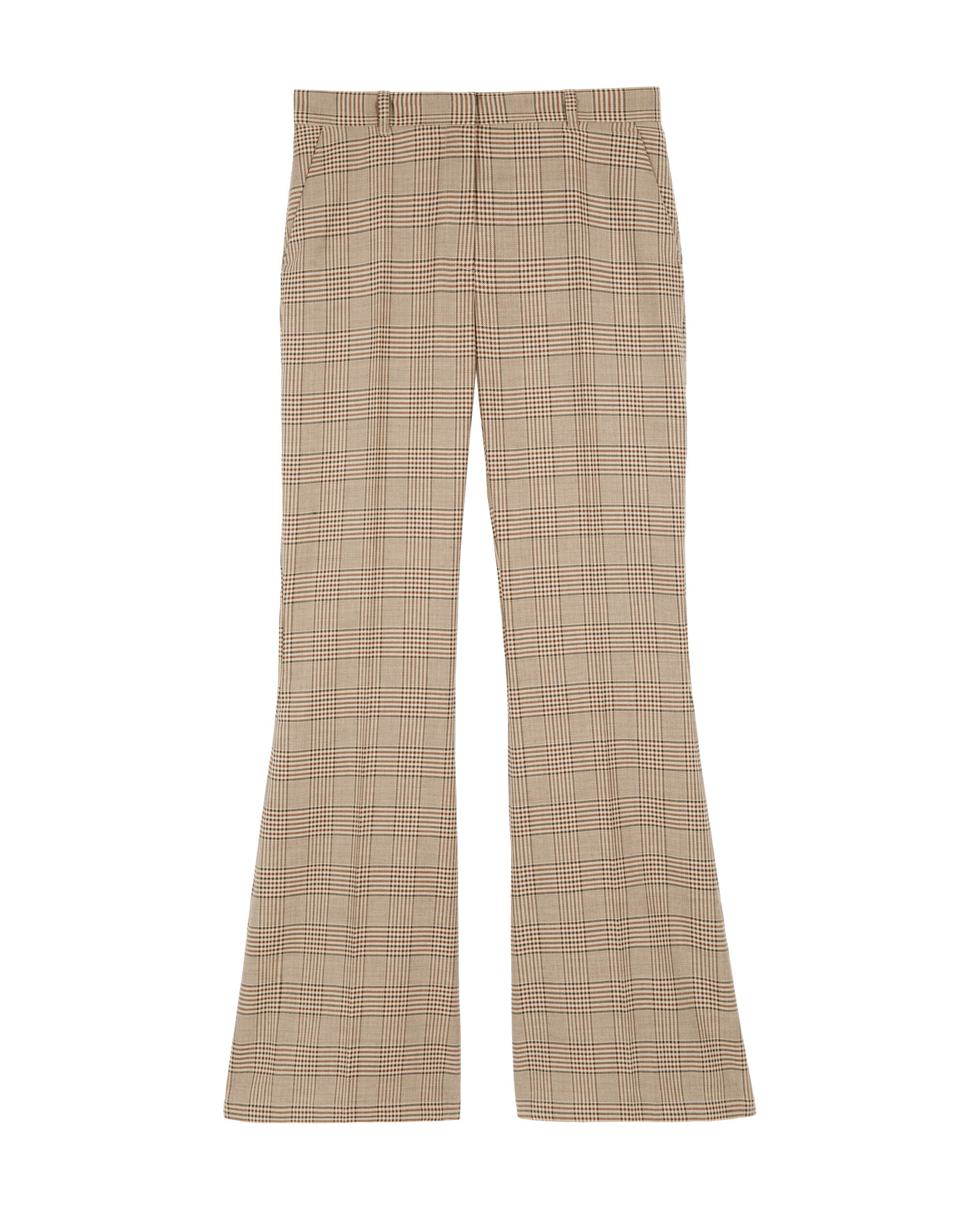 Pantalon flare en laine Prince de Galles, BEIGE-BROWN, hi-res image number null