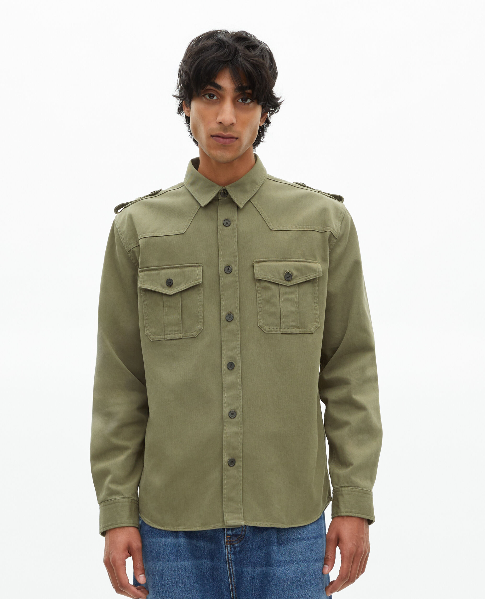Surchemise style officier kaki, OLIVE NIGHT, hi-res image number null