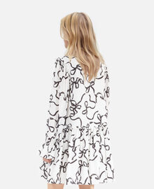 The Kooples FEMME WHITE / BLACK robe courte en soie imprimé rubans