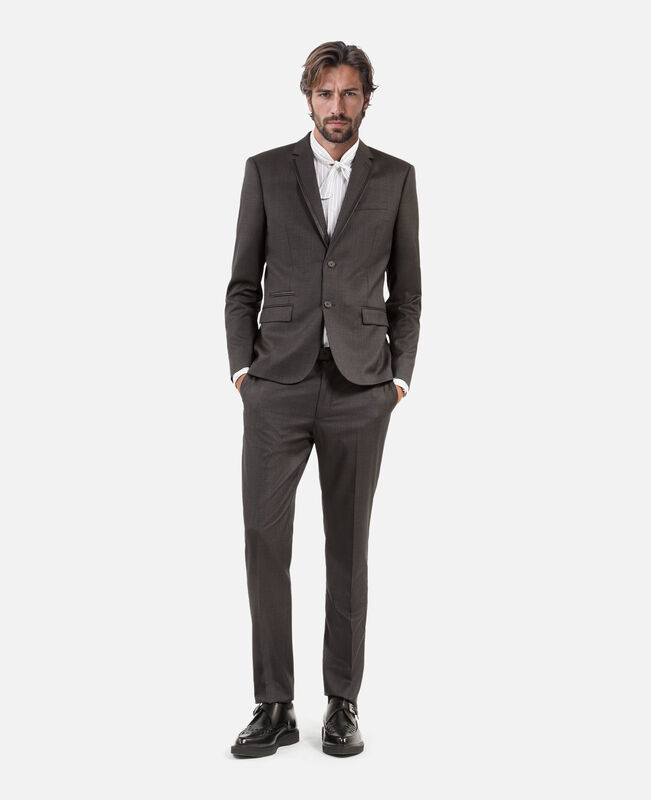 The Kooples HOMME DARK GREY veste de costume en laine prince de galles grise