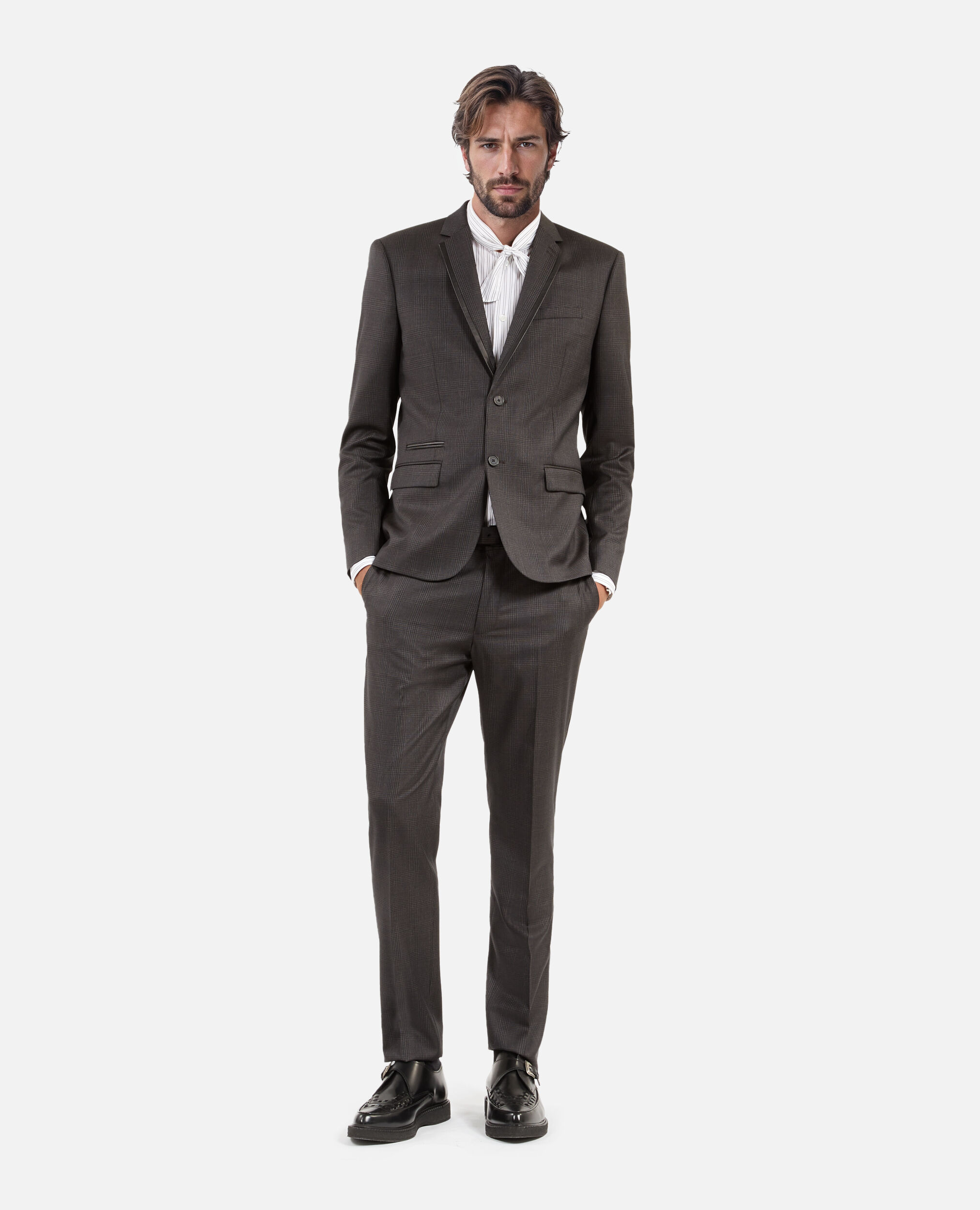 Veste de costume en laine prince de Galles grise, DARK GREY, hi-res image number null