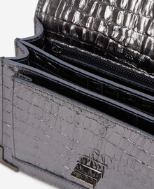 The Kooples FEMME GUN METAL SILVER sac emily small en cuir effet crocodile gunmetal