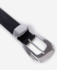 The Kooples FEMME BLACK ceinture en cuir noir effet crocodile