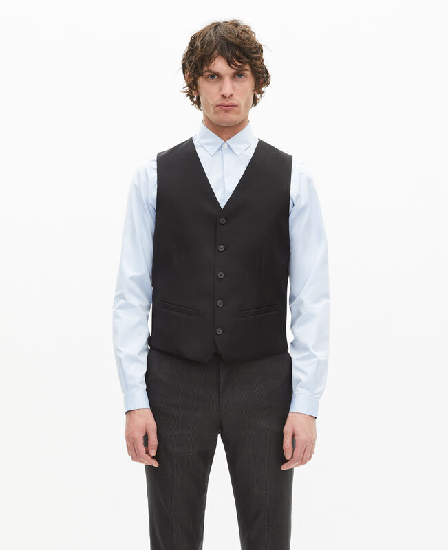 The Kooples HOMME BLACK gilet de costume en laine noir coupe tailleur