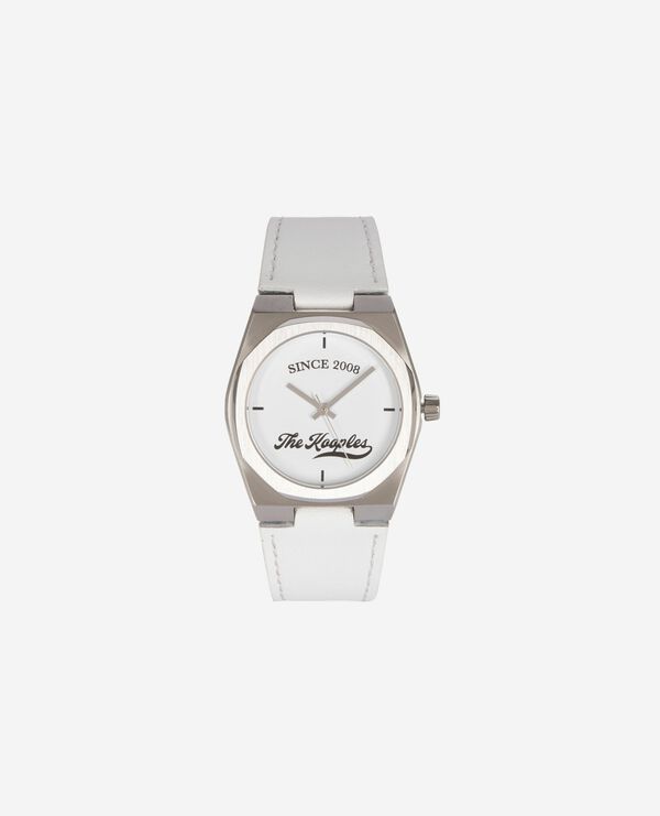 The Kooples MIXTE null montre avec logo et bracelet en cuir blanche