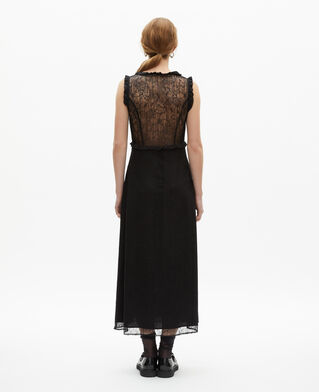 The Kooples FEMME BLACK robe longue avec dos en dentelle noire