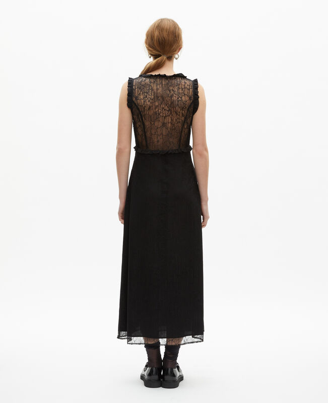 The Kooples FEMME BLACK robe longue avec dos en dentelle noire