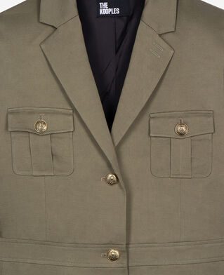 The Kooples WOMEN KAKI short officer-style dress in khaki linen
