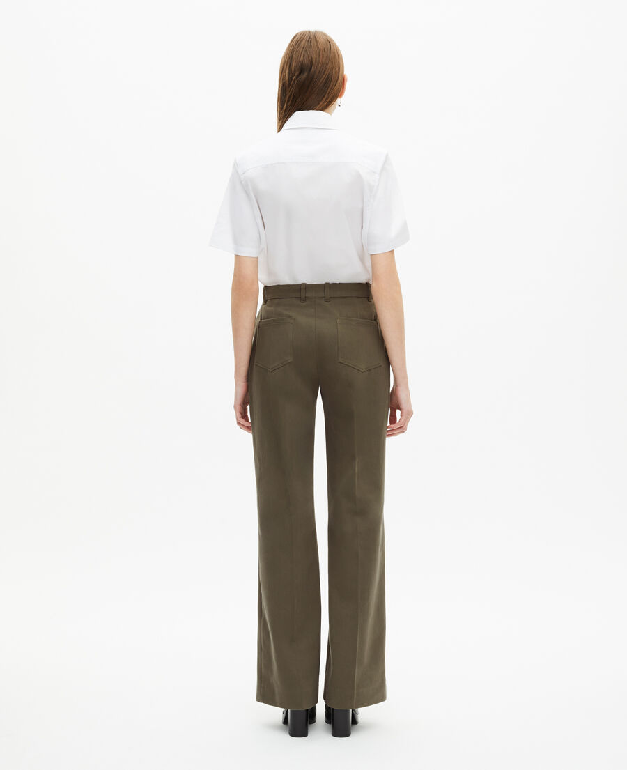 The Kooples WOMEN KAKI khaki cotton wide leg pants