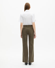The Kooples FEMME KAKI pantalon large en coton kaki
