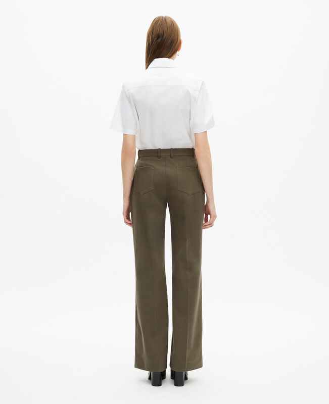 The Kooples FEMME KAKI pantalon large en coton kaki