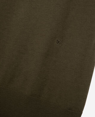 The Kooples HOMME OLIVE KAKI polo en maille col zippé kaki
