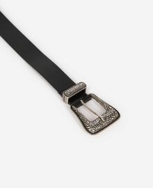 The Kooples FEMME BLACK ceinture large en cuir noire