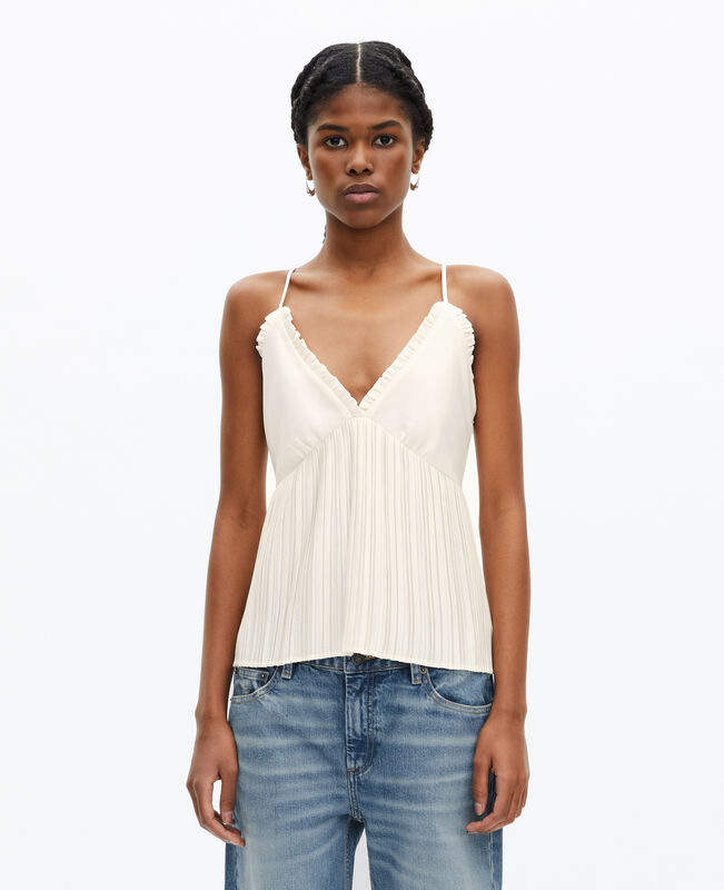 The Kooples FEMME ECRU caraco plissé ecru