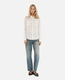 The Kooples FEMME ECRU chemise en soie avec dentelle écrue