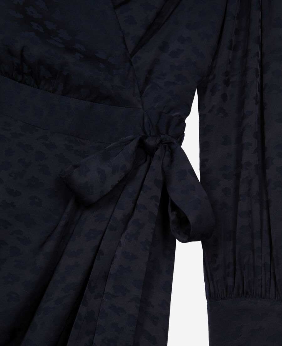 The Kooples FEMME NAVY robe courte portefeuille jacquard marine