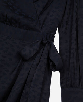 The Kooples FEMME NAVY robe courte portefeuille jacquard marine