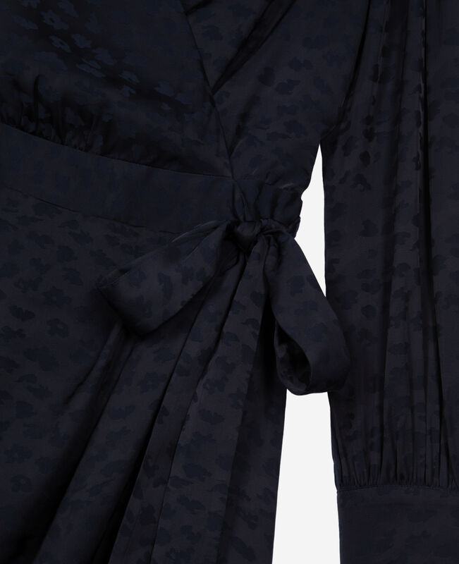 The Kooples FEMME NAVY robe courte portefeuille jacquard marine