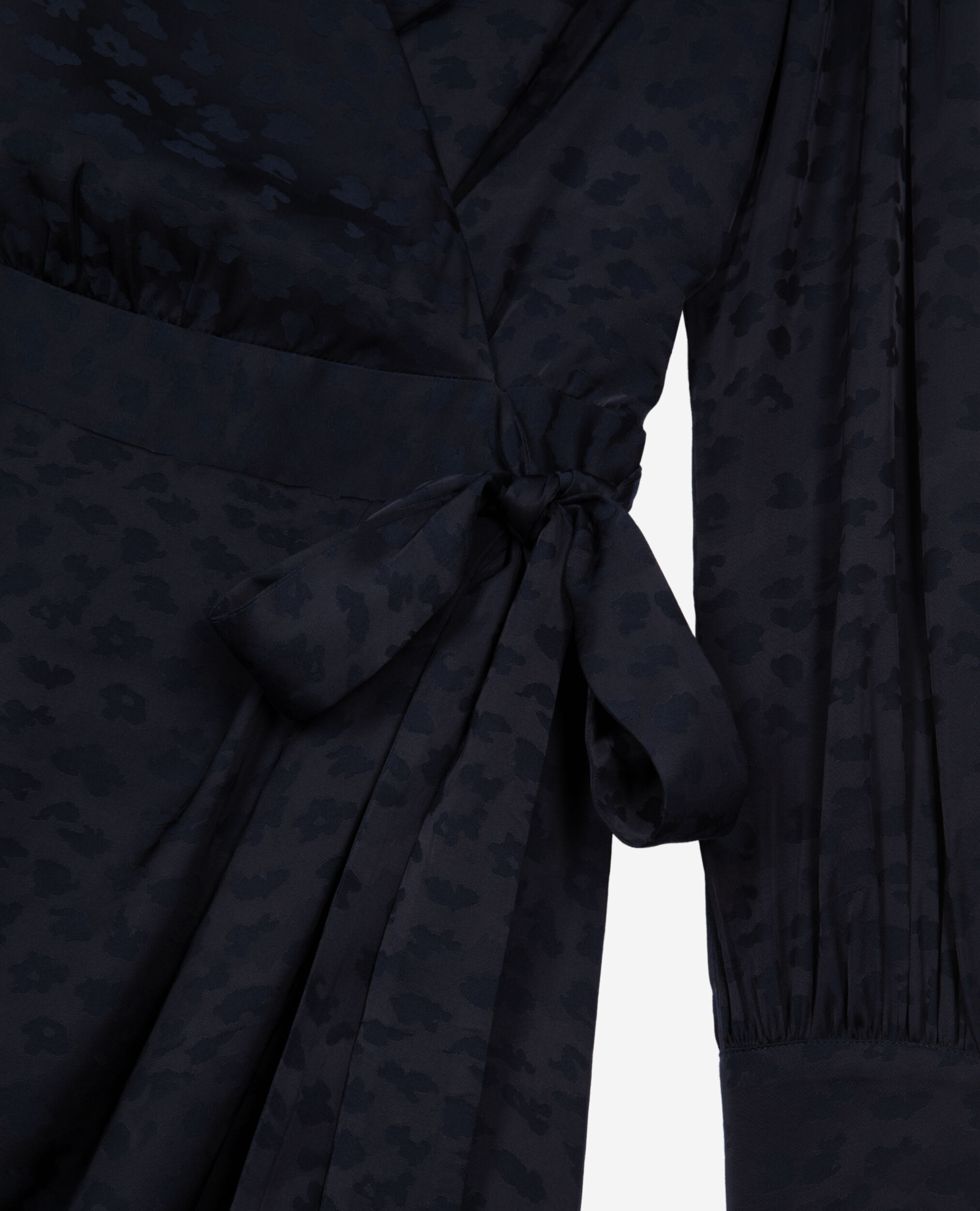 Robe courte portefeuille jacquard marine, NAVY, hi-res image number null