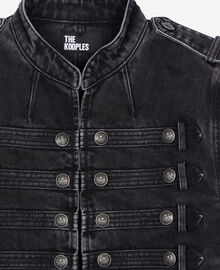 The Kooples FEMME BLACK WASHED veste style officier en denim grise