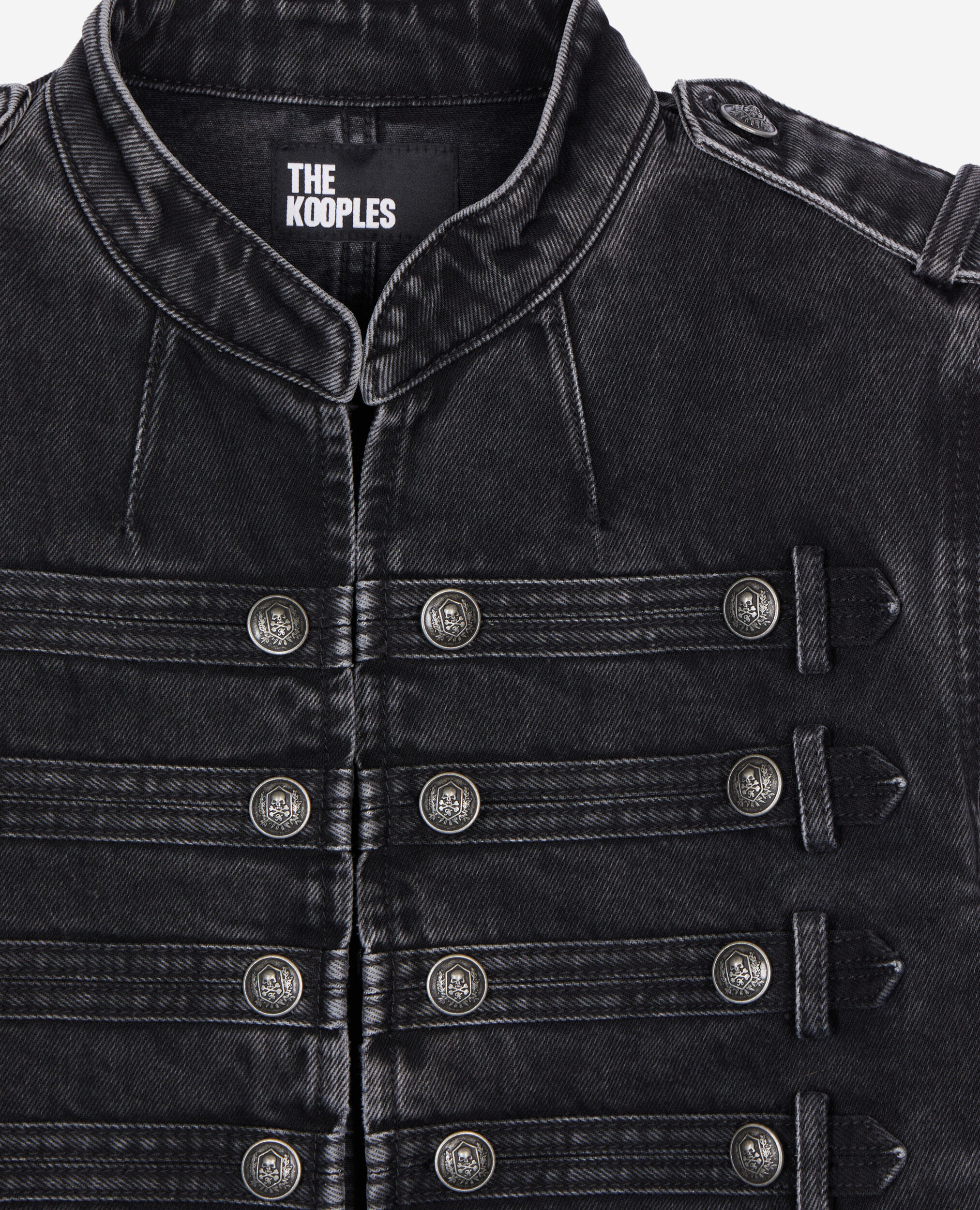 Veste style officier en denim grise, BLACK WASHED, hi-res image number null