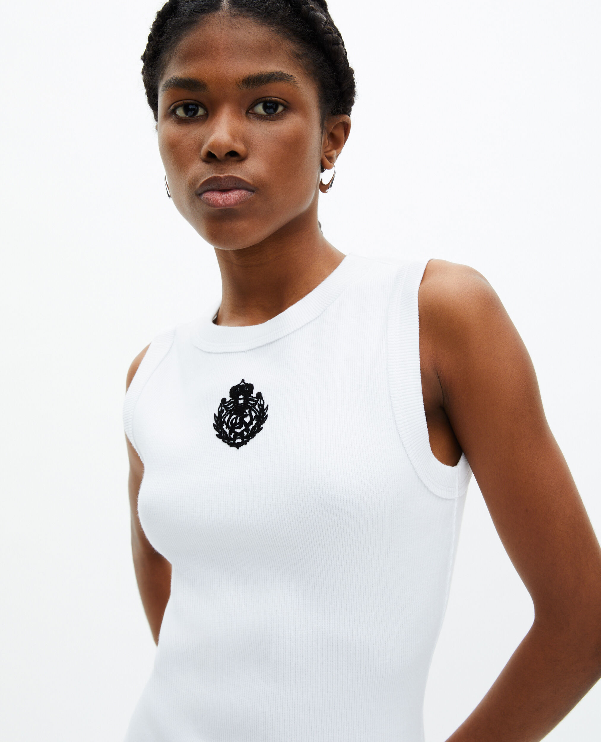 Robe courte avec logo blanche, WHITE, hi-res image number null