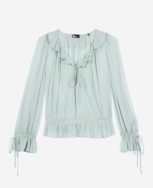 The Kooples FEMME BLUE/GREEN blouse avec volants bleue