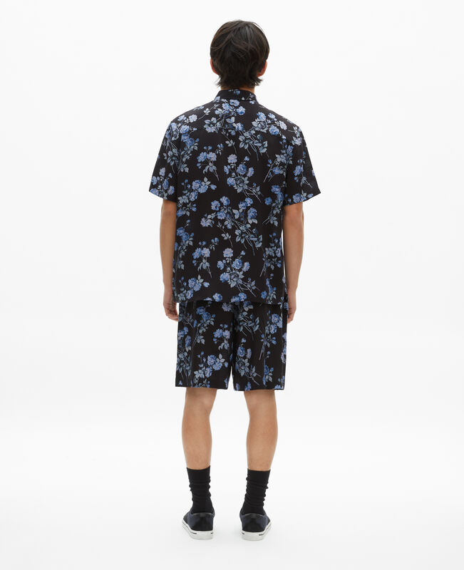 The Kooples HOMME BLACK BLUE chemise manches courtes imprimé fleuri noir