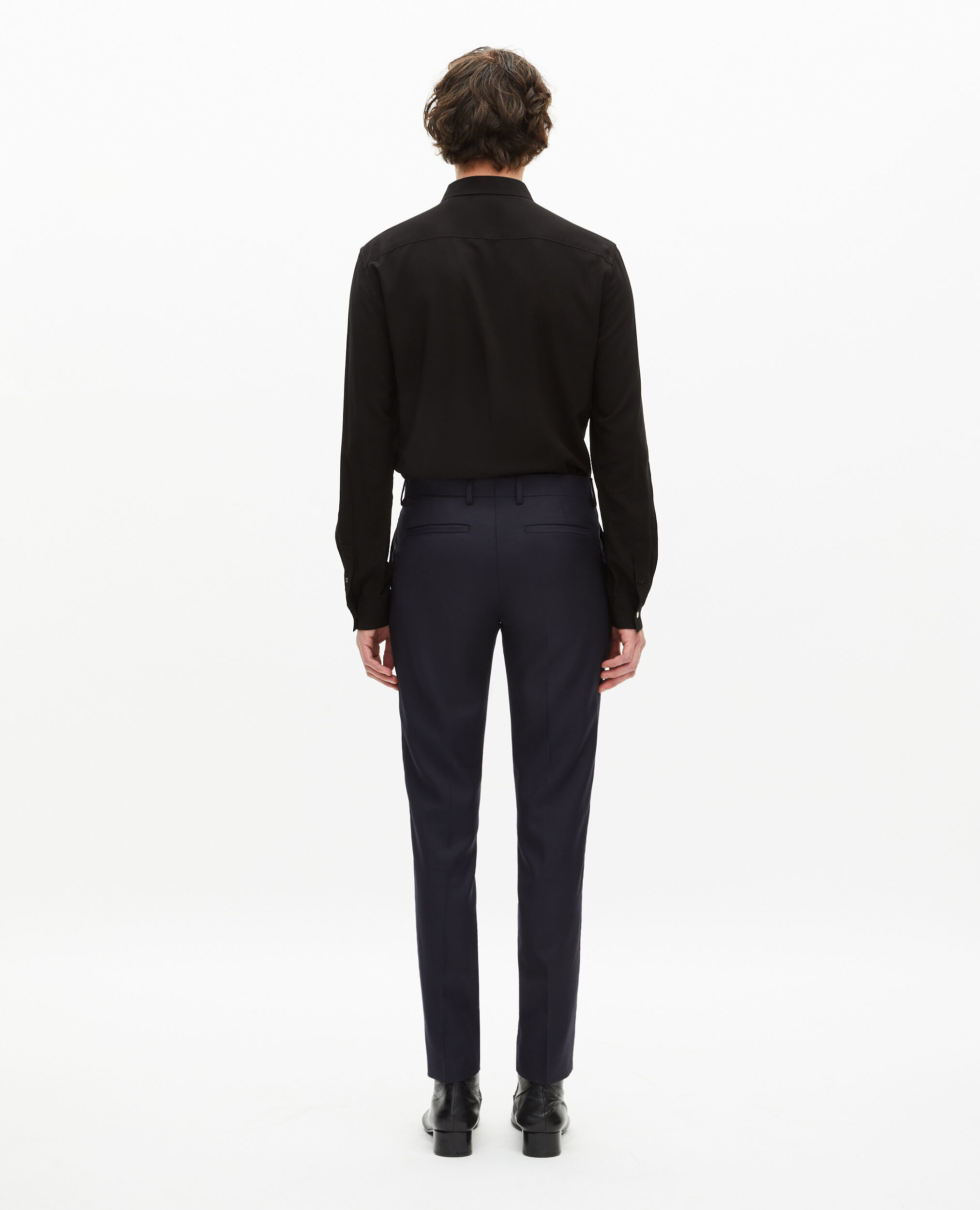 Pantalon de costume en laine ajusté bleu, DARK NAVY, hi-res image number null