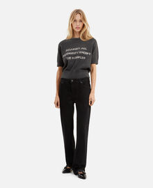 The Kooples FEMME BLACK WASHED jean droit noir