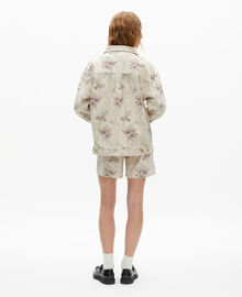 The Kooples FEMME BEIGE TAUPE veste imprimé fleuri en denim beige