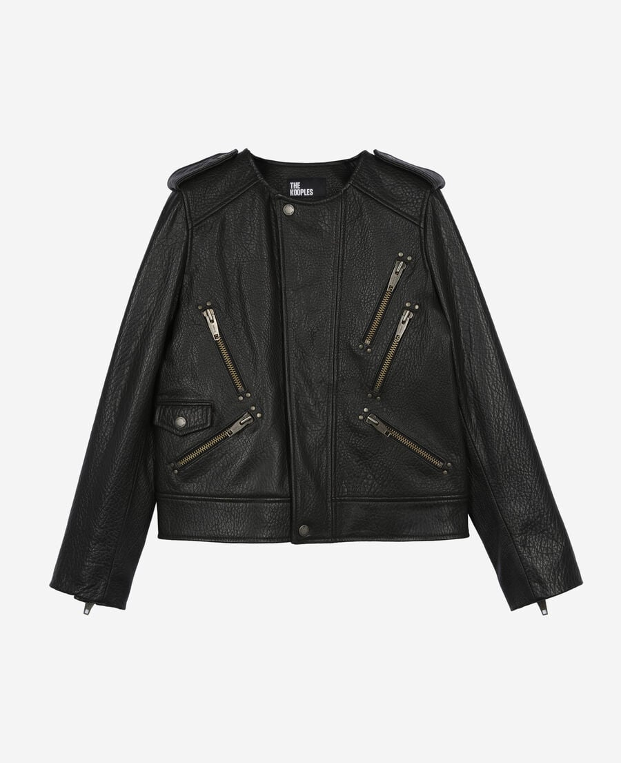 The Kooples WOMEN BLACK black leather jacket