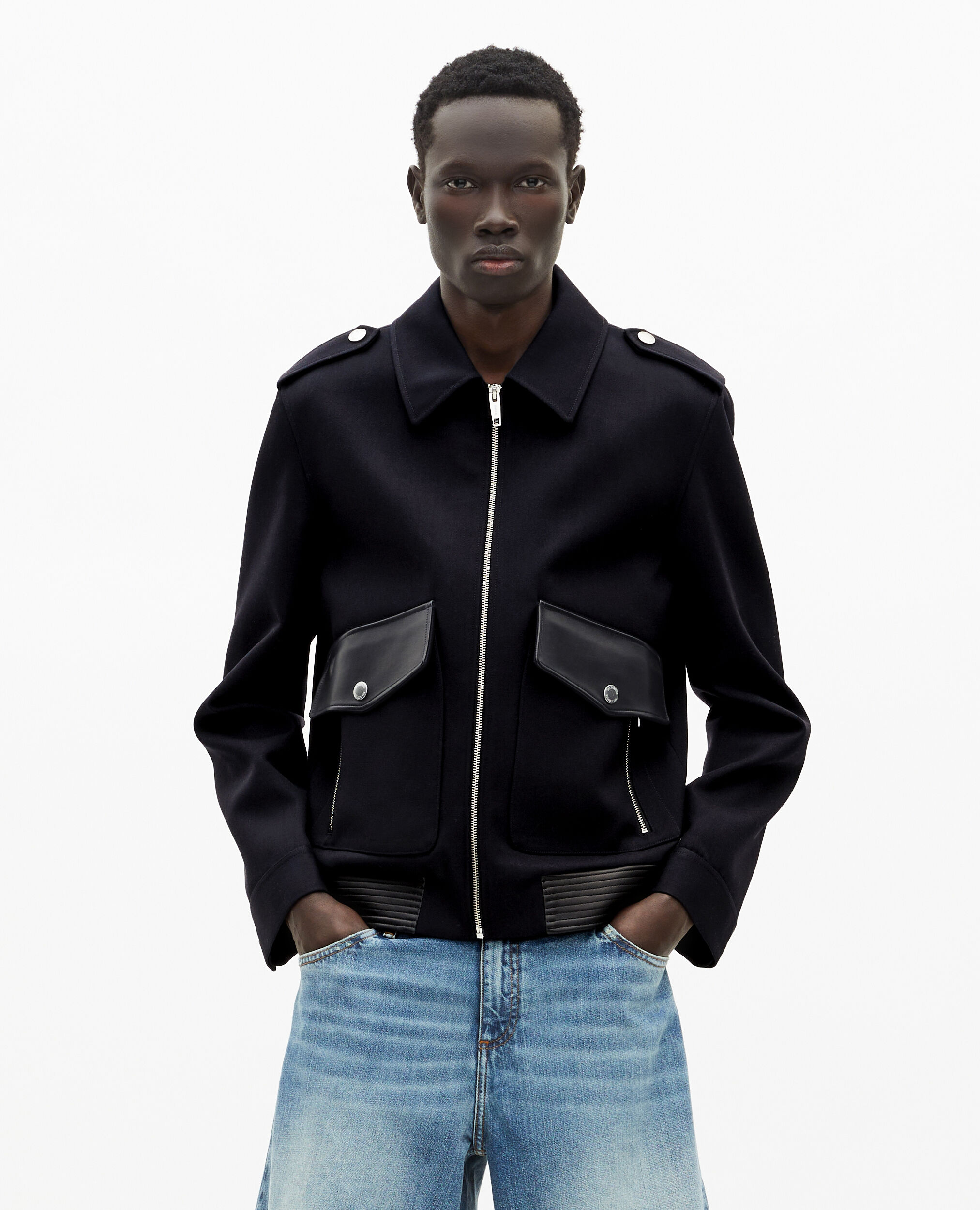 Blouson en laine bleu marine, NAVY, hi-res image number null