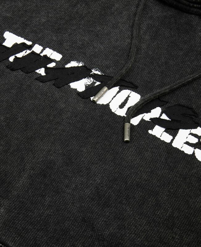 The Kooples HOMME BLACK WASHED sweatshirt à capuche what is noir