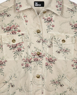 The Kooples DAMEN BEIGE TAUPE jacke mit blumenprint aus beigem denim