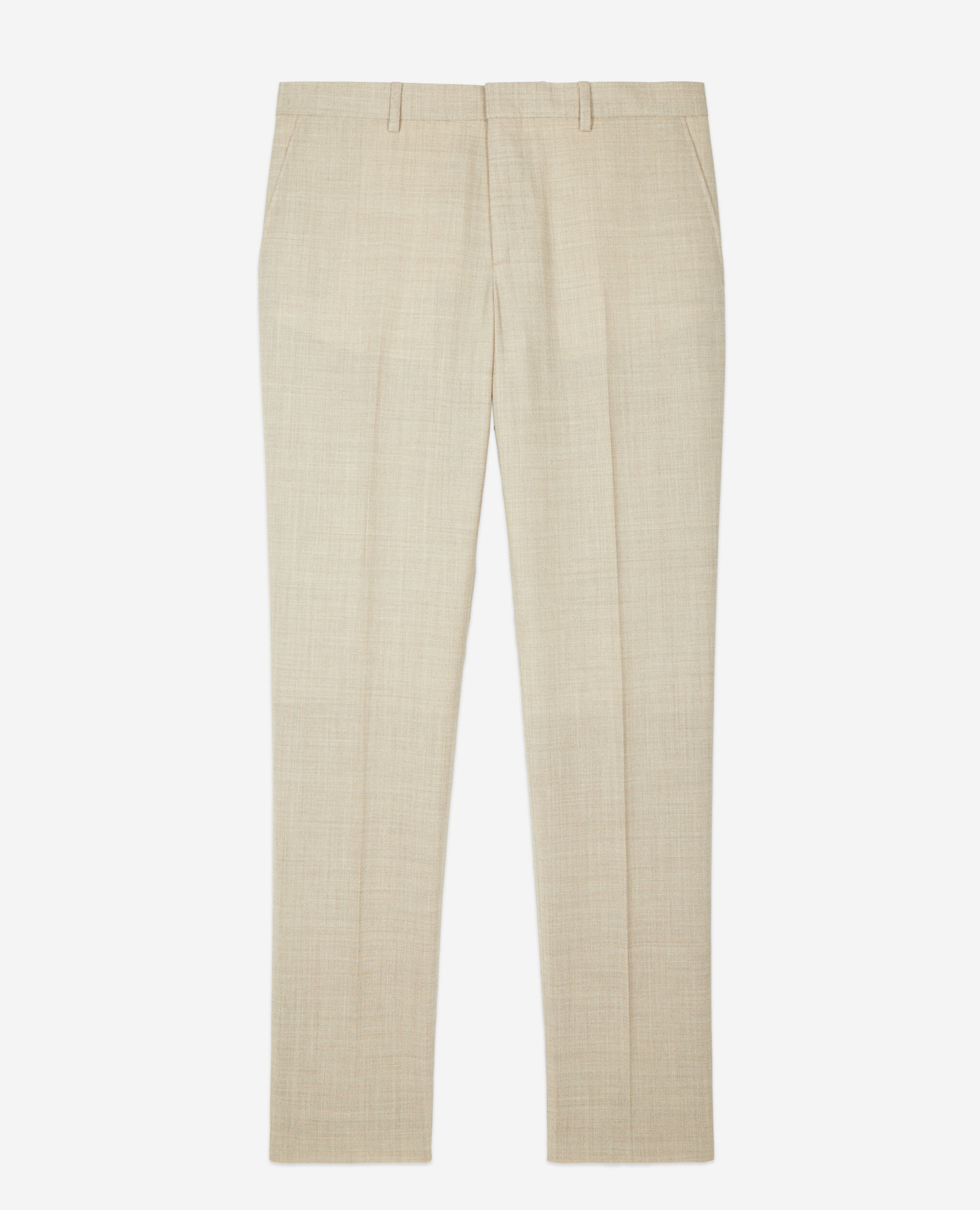 Pantalon de costume en laine coupe ajustée beige, BEIGE, hi-res image number null