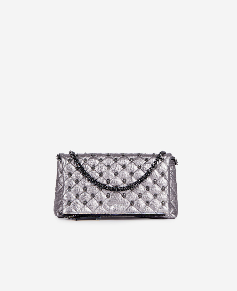 The Kooples DAMEN GUN METAL kleine gunmetal pochette aus leder