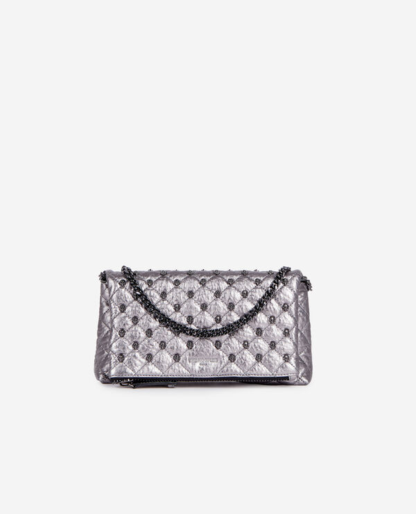 The Kooples FEMME GUN METAL pochette héritage small en cuir gunmetal