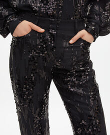 The Kooples FEMME BLACK pantalon flare à sequins noir
